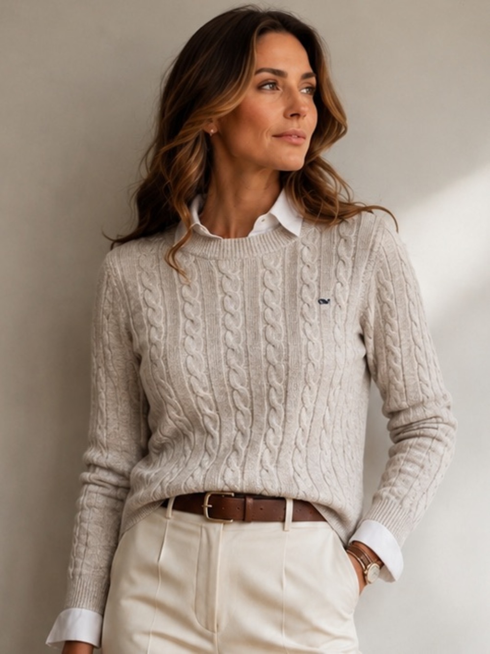 Vineyard vines Martha’s Vineyard Cable Knit Crew Neck Sweater | Small